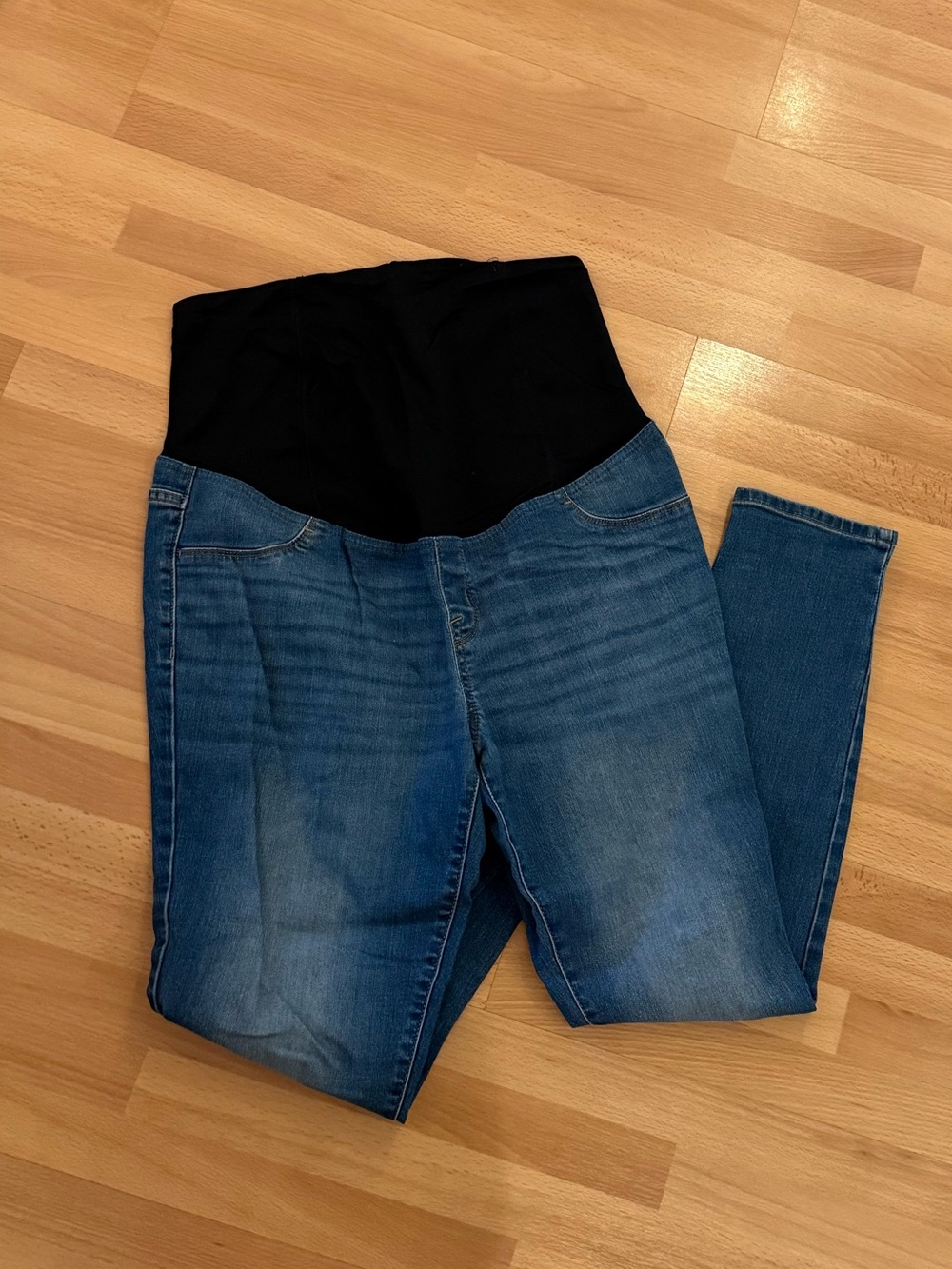 Maternity Dark Blue Stretch Jeans with Black Waistband